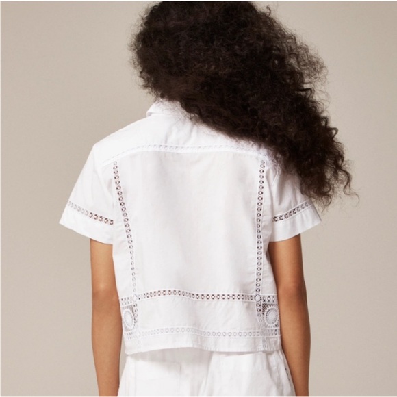 J Crew Top 2 Gamine Eyelet Trim Shirt White - Picture 2 of 9